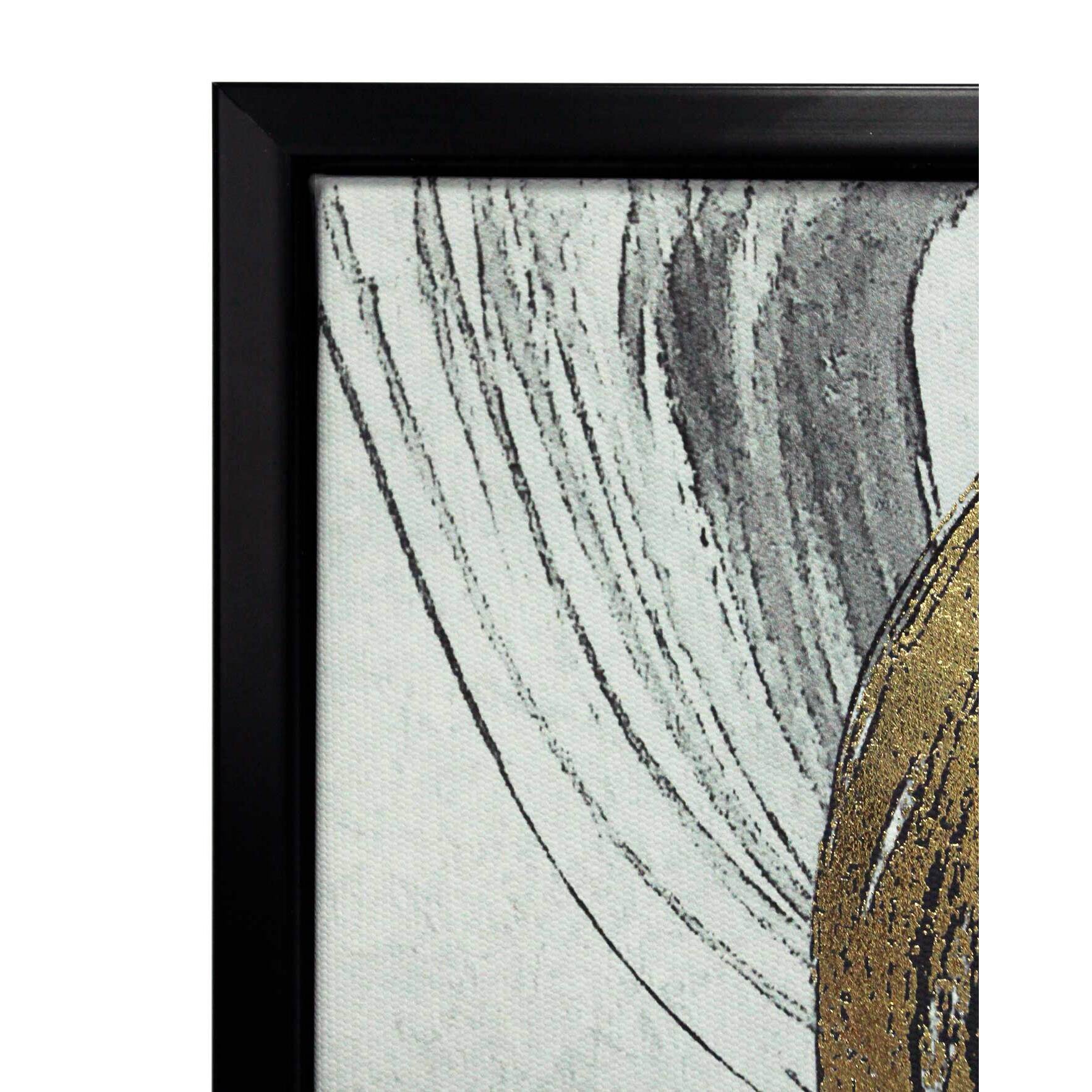 Cuadro Sign poliéster negro-gris-dorado 92x62x4 cm