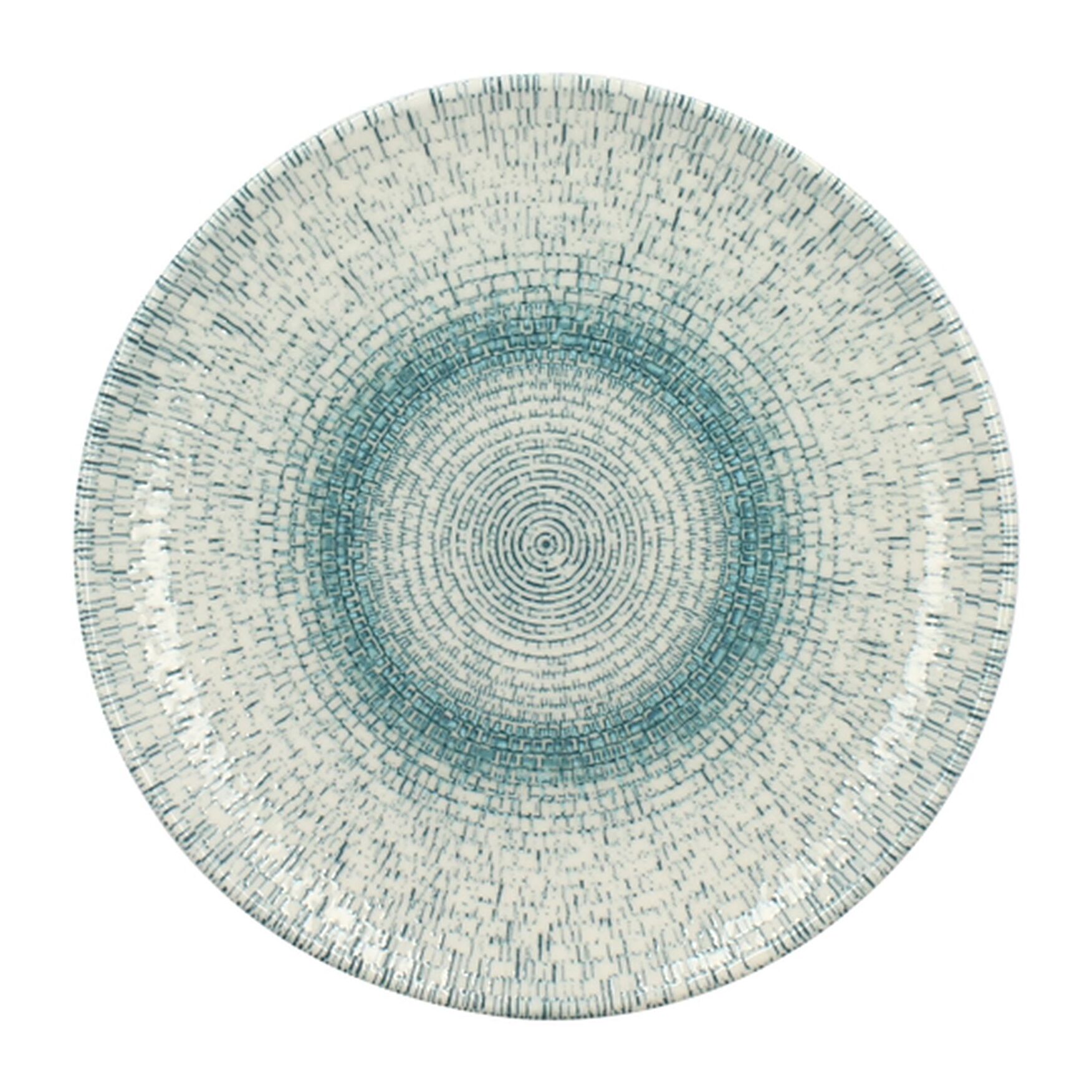 Lot de 6 assiettes à dessert en porcelaine blanche et bleue 20cm AQUA