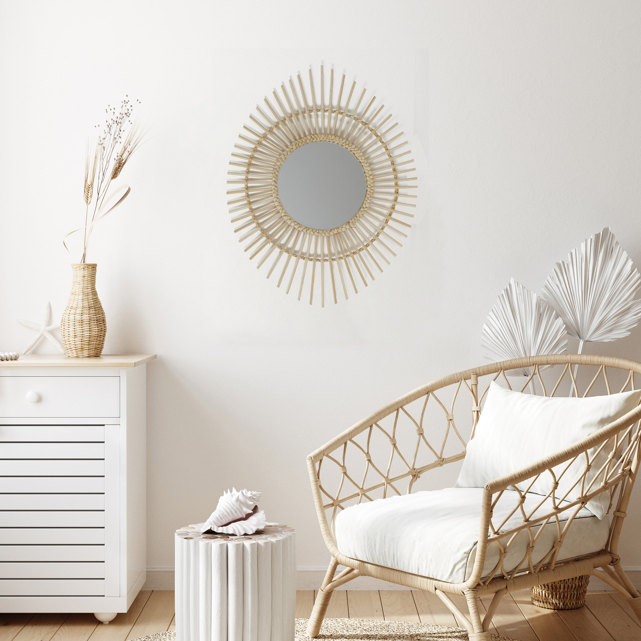 Miroir Rotin Ovale 58cm