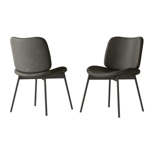 SET DI 2 SEDIE MAKO - STRUTTURA GRIGIO CARBONE, PELLE GRIGIA