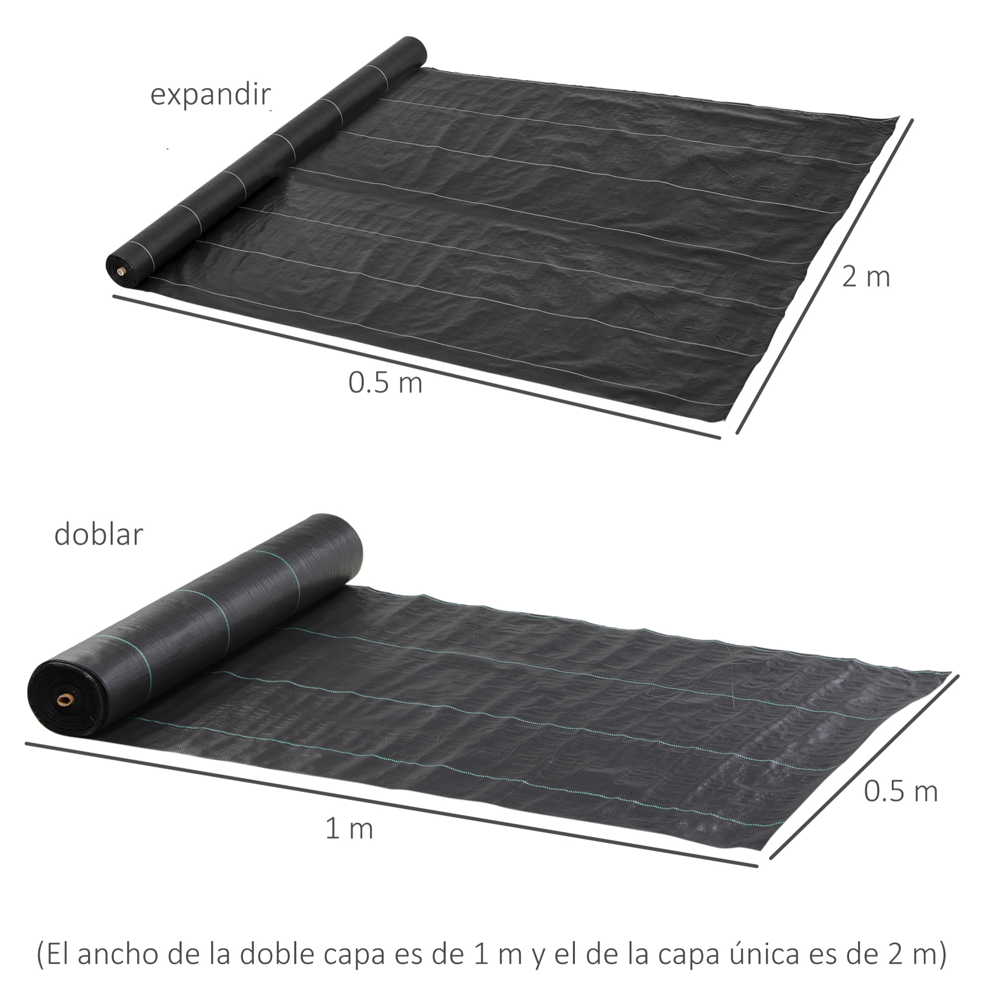 Malla Antimaleza 2x50 m Malla Geotextil 130 g/m² para Control de Malezas y Malas Hierbas de Jardín Rollo de Malla Antimaleza Negro