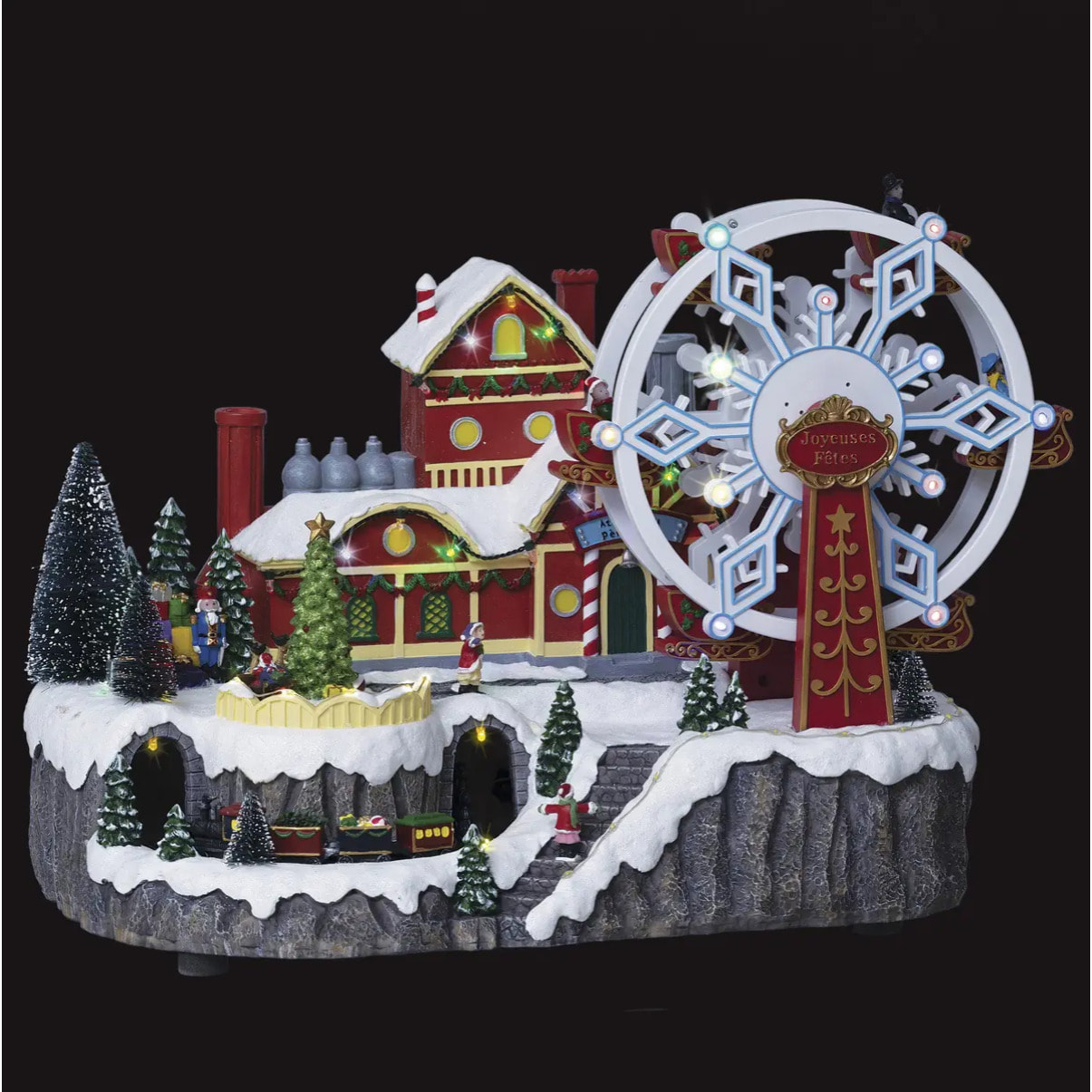 Village lumineux roue du Père Noël 51 LED l.41cm