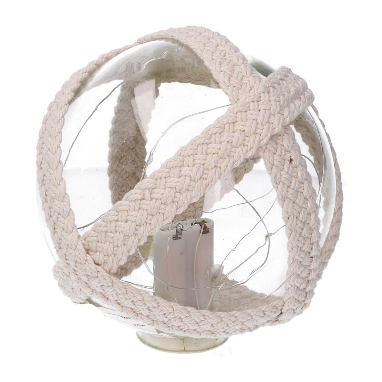 Lampada Palla in vetro mare con led e corda azzurro tondo cmø15,2