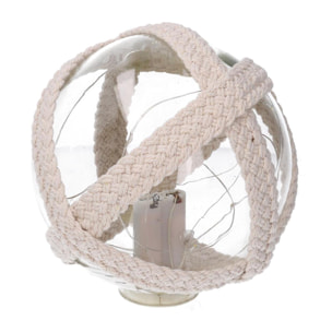 Lampada Palla in vetro mare con led e corda azzurro tondo cmø15,2