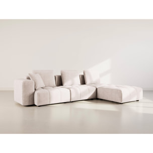 Colette - Canapé modulable d'angle réversible 4 places en velours texturé - Beige