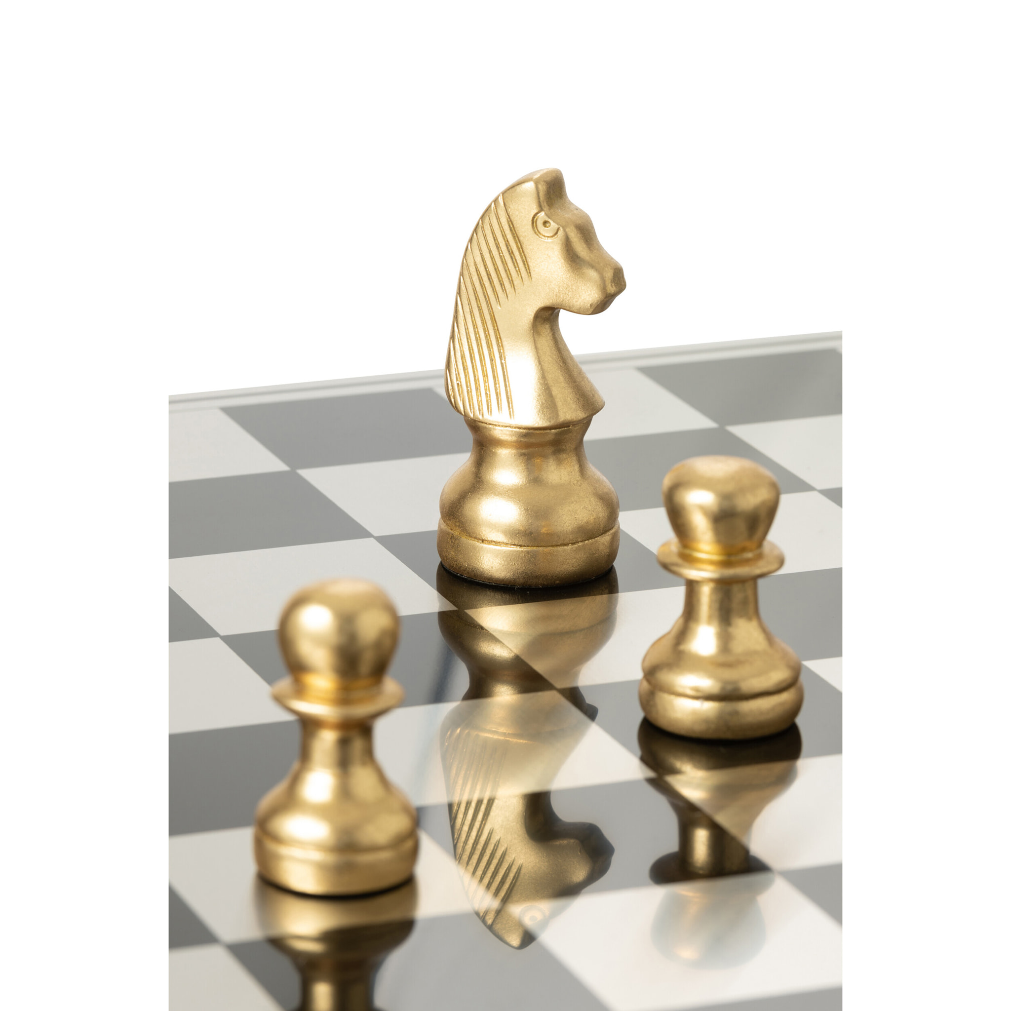 J-Line décoration Pièce D'échecs Renne - polyrésine - or/noir