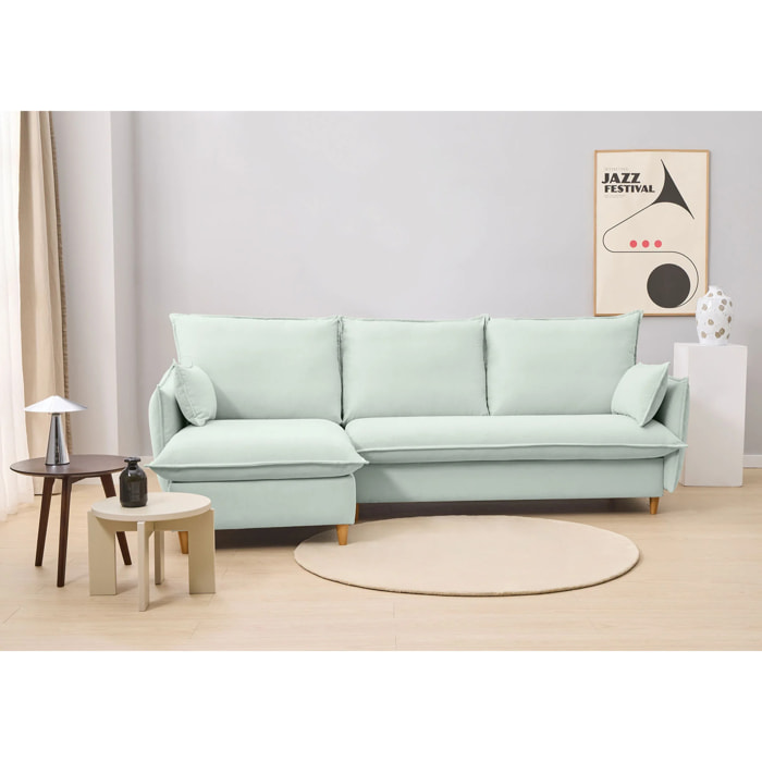 Sofá Cama Chaise Longue Intercambiable - Apertura Italiana - Colchón Matrimonio 140x195 - Tejido Anti-Manchas - 2 Cojines Función Almohada incluídos - 5 Años de Garantía