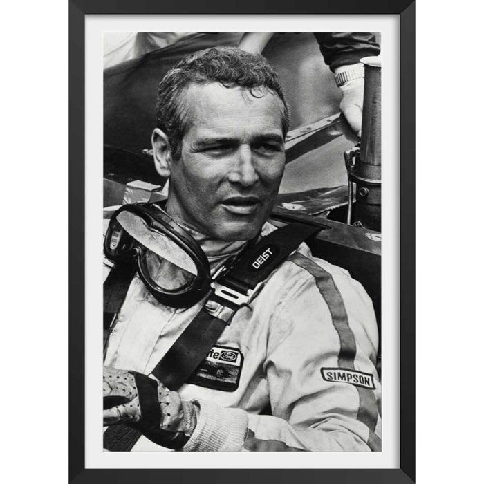 Affiche scène de film Paul Newman dans Indianapolis, 1969 Affiche sous cadre noir