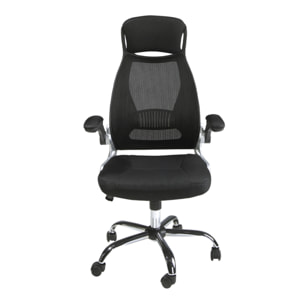 Silla Angel Cerdá oficina giratoria con asiento y respaldo tapizado en tela negra 66x62x117cm