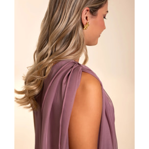 Vestido largo con capa asimétrico