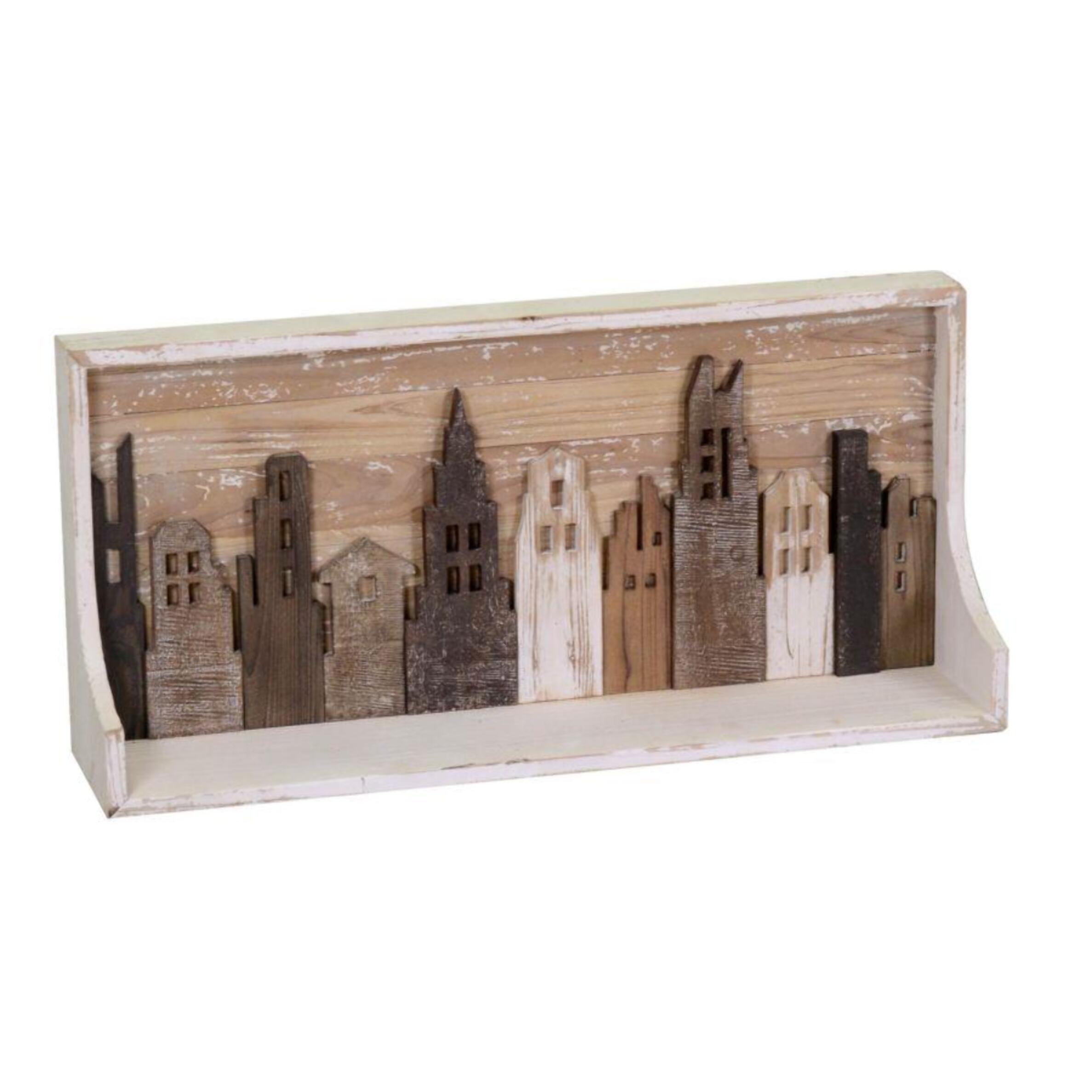 Mensola in legno 1 piano con casette cm82x20h38