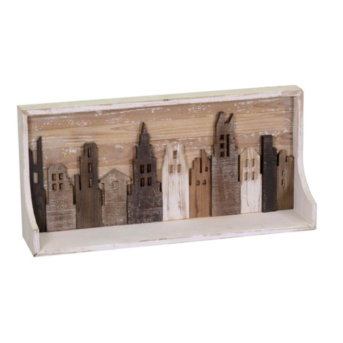 Mensola in legno 1 piano con casette cm82x20h38