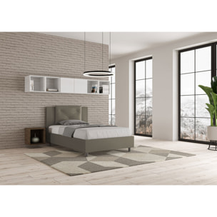 Letto una piazza e mezza contenitore imbottito 120x200 similpelle cappuccino Appia