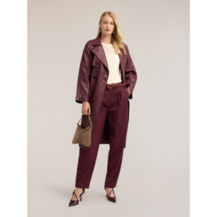Motivi - Pantalones barrel de viscosa - Burgundy