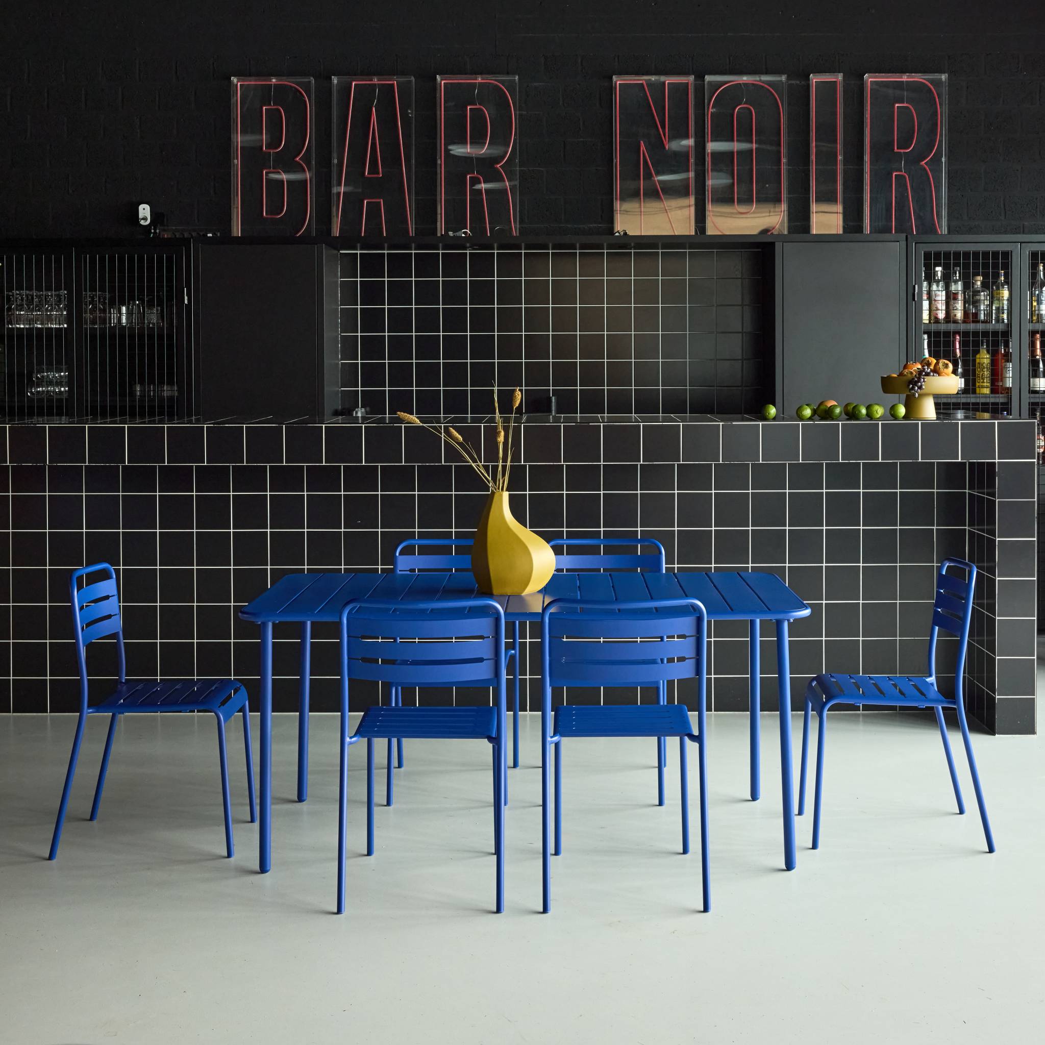 Table de jardin métal + 6 assises AMÉLIA