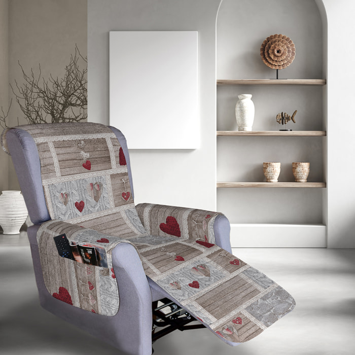 Copripoltrona trapuntato per poltrona relax shabby in love beige cotone- poliestere -tnt