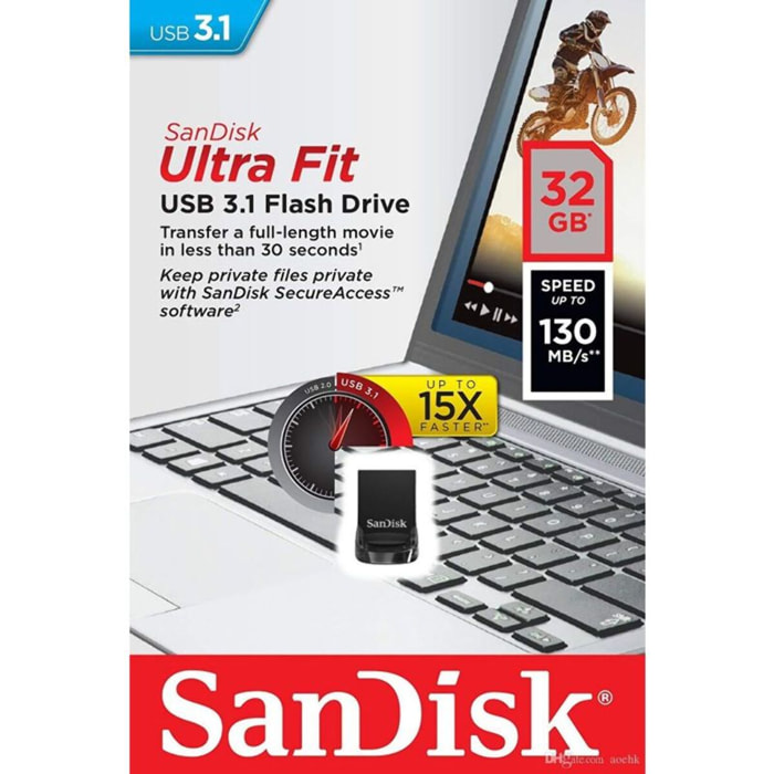 Clé USB SANDISK 32GO USB 3.1o Ultra Fit