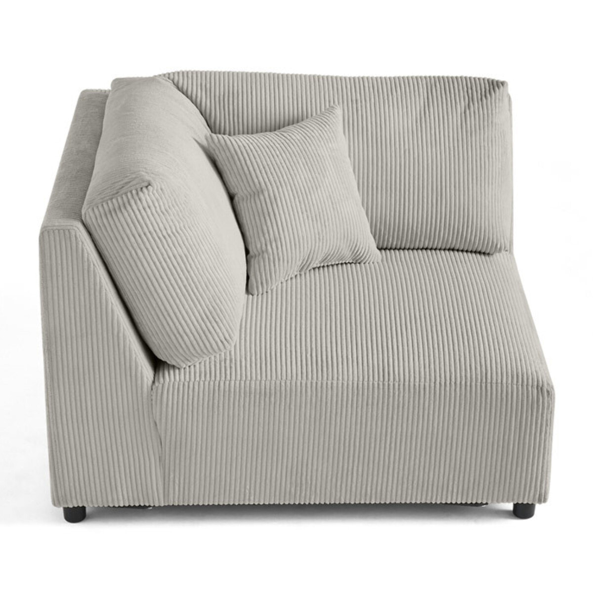 Garance - module d'assise d'angle réversible - en velours côtelé - Gris clair