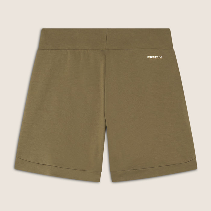 Pantaloni Shorts con paillettes e logo posteriore