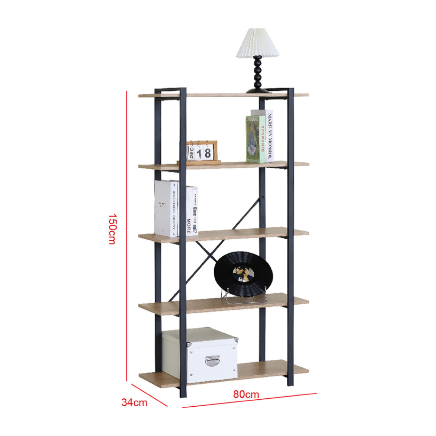 Etagère 5 rangements 150 cm bois et noir KYDO