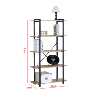 Etagère 5 rangements 150 cm bois et noir KYDO
