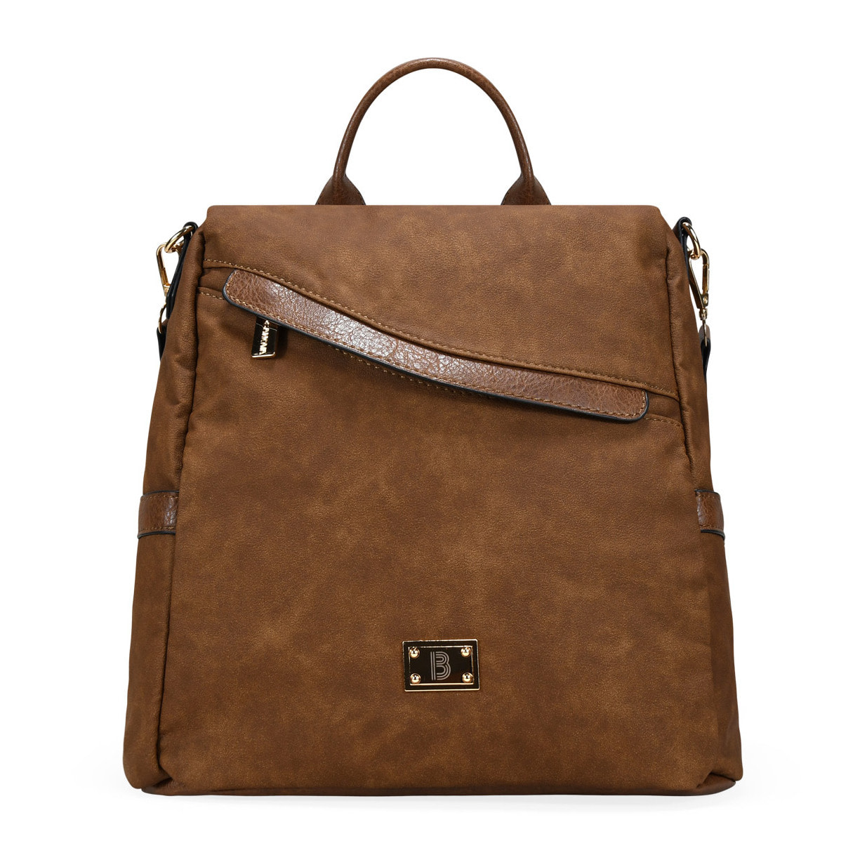 Mochila antirrobo marrón con cremallera