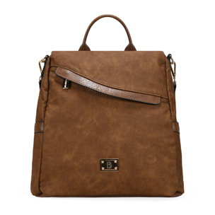 Mochila antirrobo marrón con cremallera