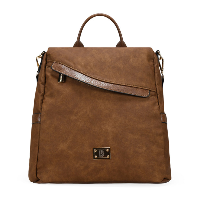 Mochila antirrobo marrón con cremallera