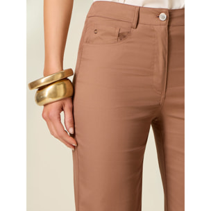 Oltre - Pantaloni cropped con risvolto - Beige
