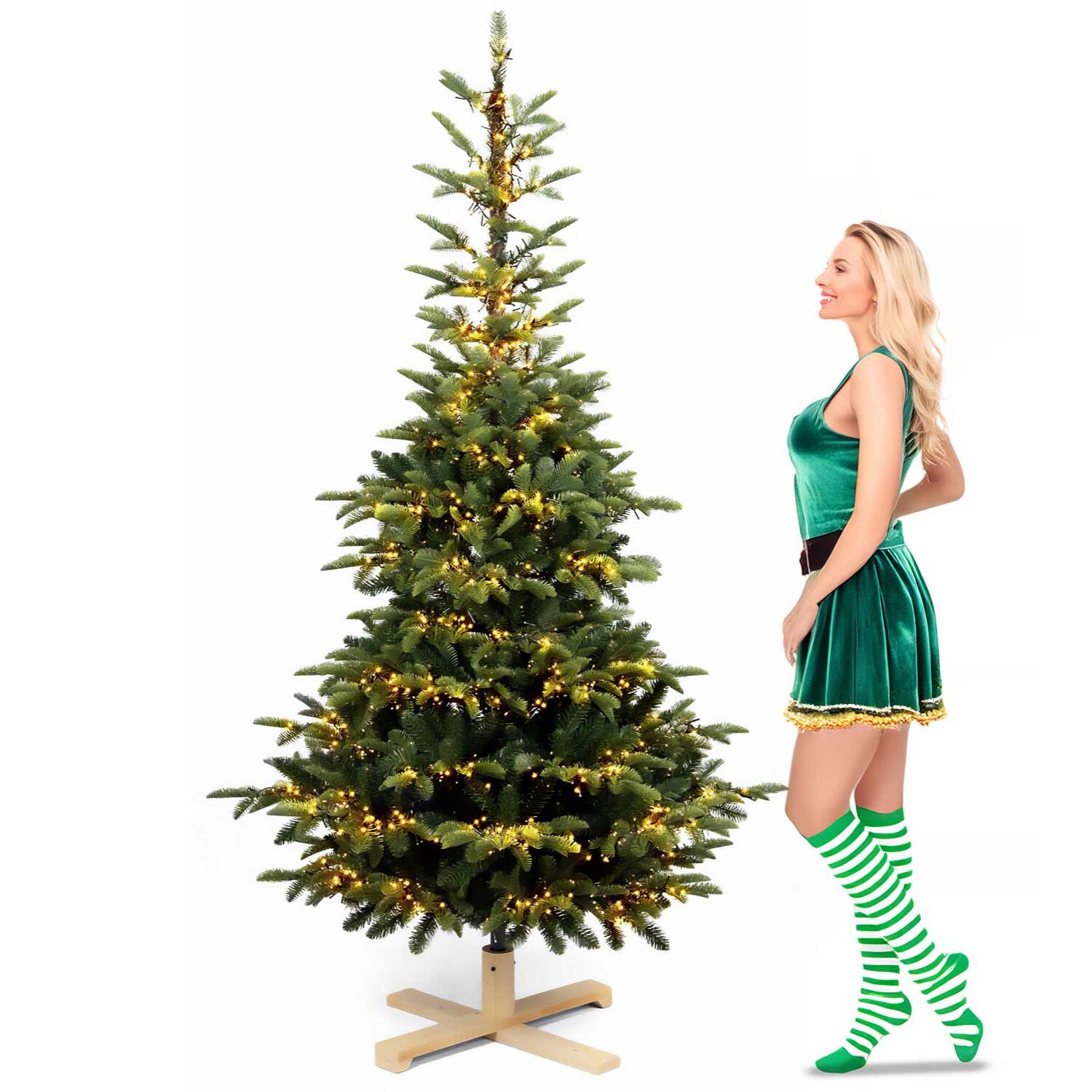 Robin WW - Albero di Natale effetto realistico con luci LED ø111x210H, 731 rami