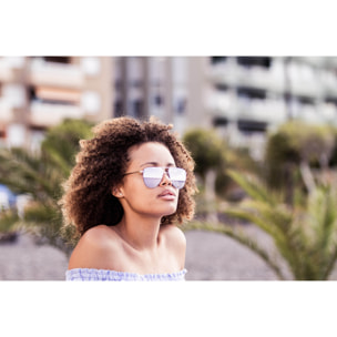 Gafas de sol OCEAN LONG BEACH - Nueva / De pc con montura dorada mate y lente plana revo rosa real