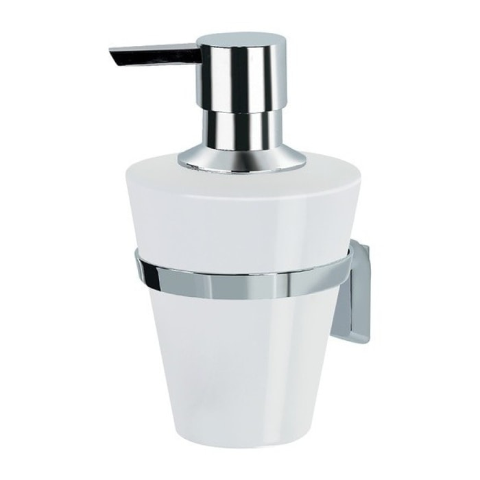 Distributeur de savon à  fixer Porcelaine et Acier chromé MAX LIGHT Blanc Spirella