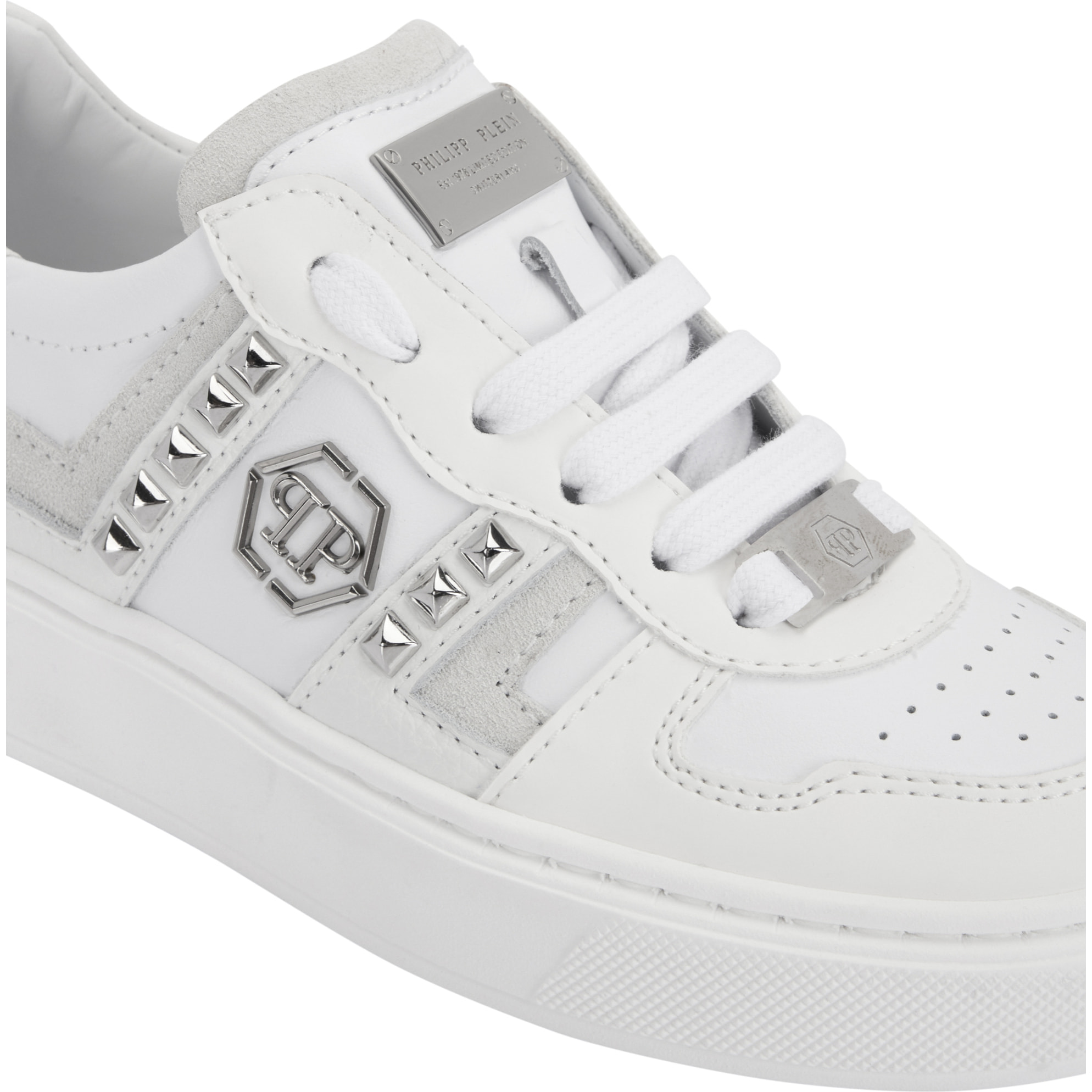PHILIPP PLEIN Mix Materials Low-Top Sneakers with Studs