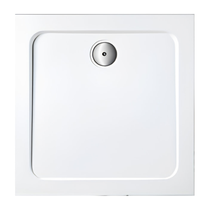 Receveur de douche 80 x 80 cm Flight carré blanc avec bonde horizontale chromé