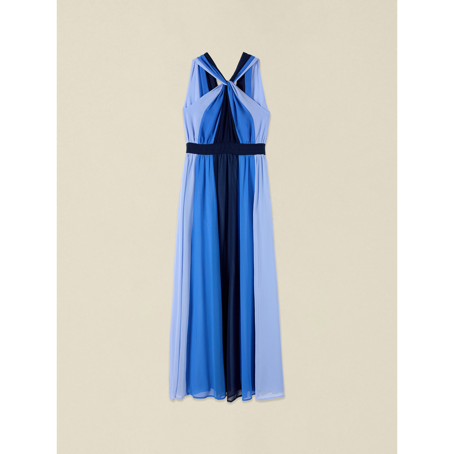 Oltre - Vestido largo color block - Light - blue
