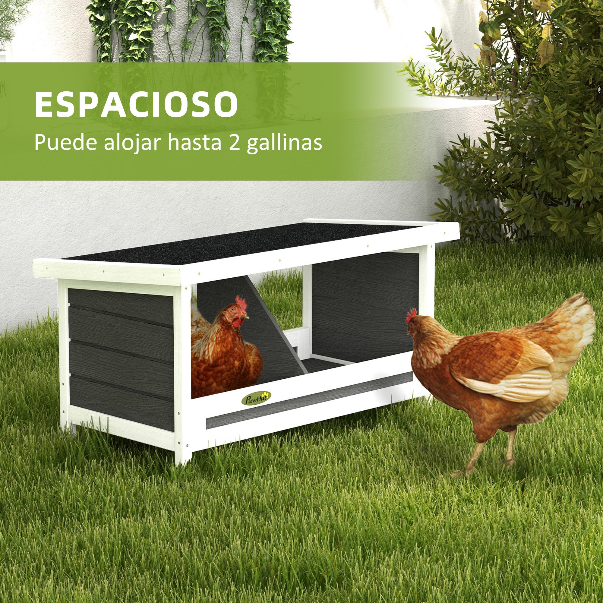 Ponedero para Gallinas de Madera Caja Nido para 2 Gallinas con 2 Departamentos y Techo Asfáltico para Interior y Exterior Gris