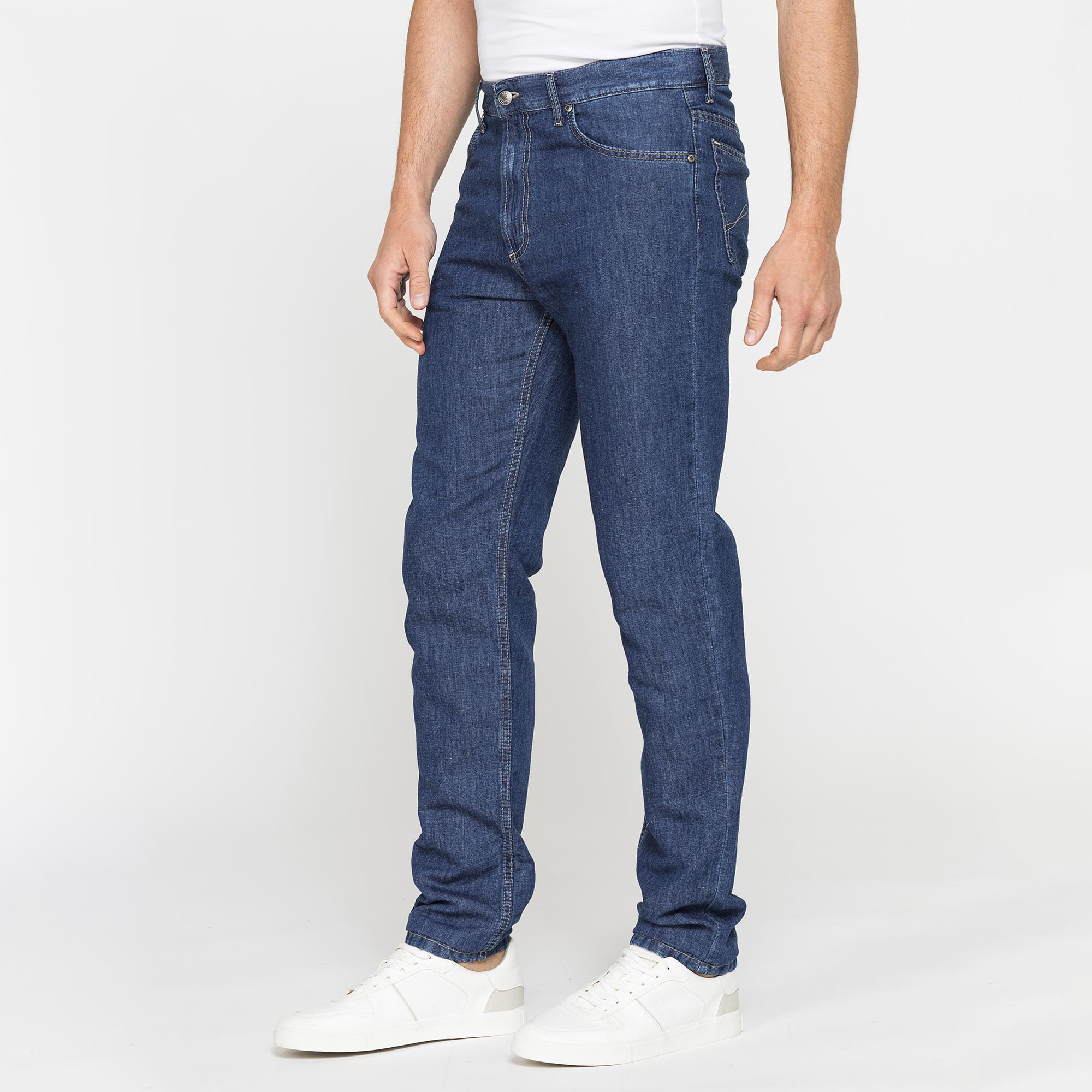 JEANS 5 TASCHE IN TESSUTO DENIM DI LINO & COTONE