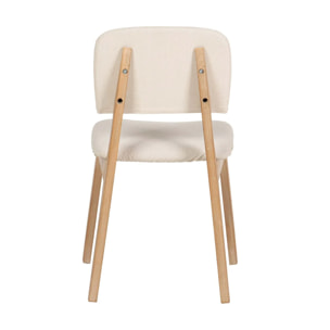Silla Madera De Caucho Lino Beige 47x43x81 Cm