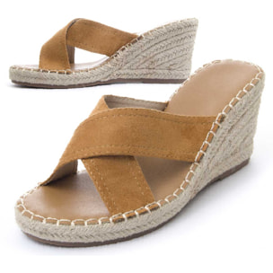 Sandalias de Cuña - Marron - Altura: 7 cm