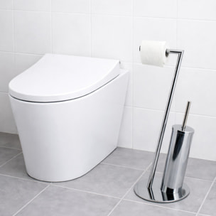 Combiné Wc en Acier Chromé Gris MSV