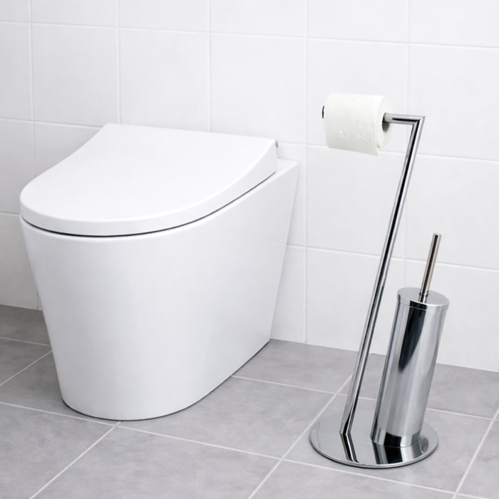 Combiné Wc en Acier Chromé Gris MSV