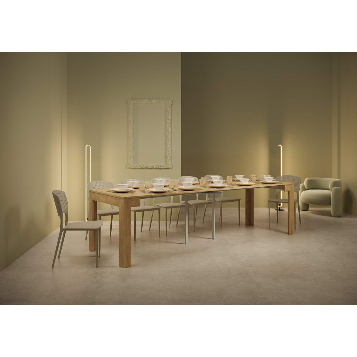 Consola extensible 90x42/302 cm Bora Roble Natural