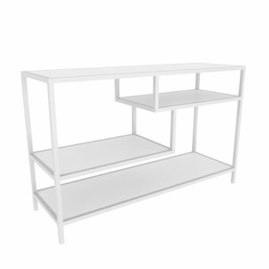 Mobile porta TV Dplizzar, Credenza da soggiorno, Armadio basso per TV, Base parete attrezzata, 120x39h75 cm, Bianco