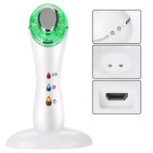 Cura della pelle 3 in 1 con trattamento con luce LED, massaggiatore e trattamento ad ultrasuoni + IONI.