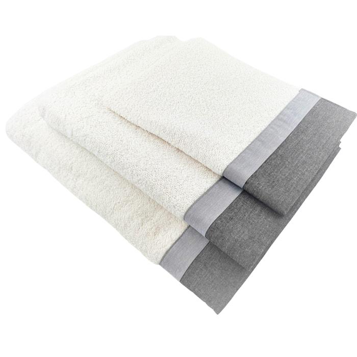 Set Spugna VARAZZE 3 Pezzi: Viso+Ospite+Telo Bagno - 450 gr/m² - 100% Puro Cotone