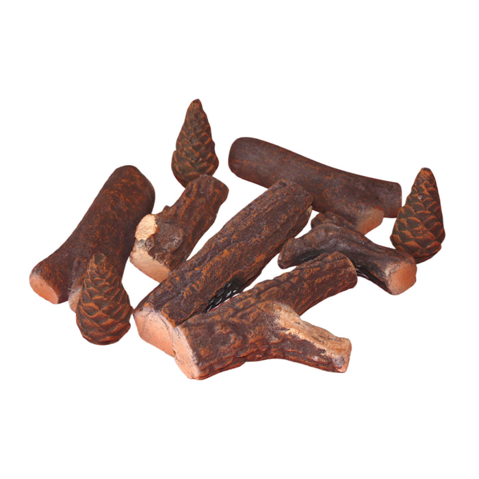 Bûches décoratives en fibre céramique pour cheminées à l'éthanol. 9 pièces