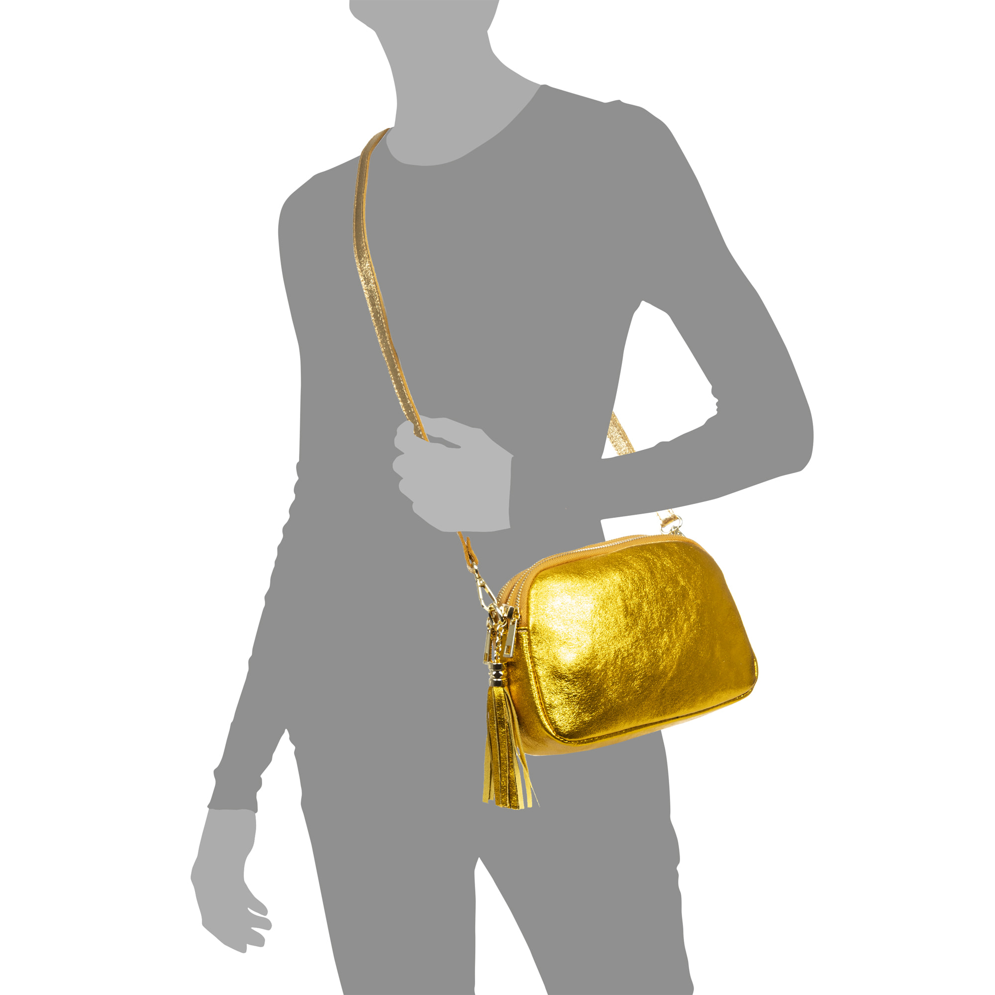 Aliminusa bolso bandolera Mujer. Piel auténtica Gamuza Lacada.