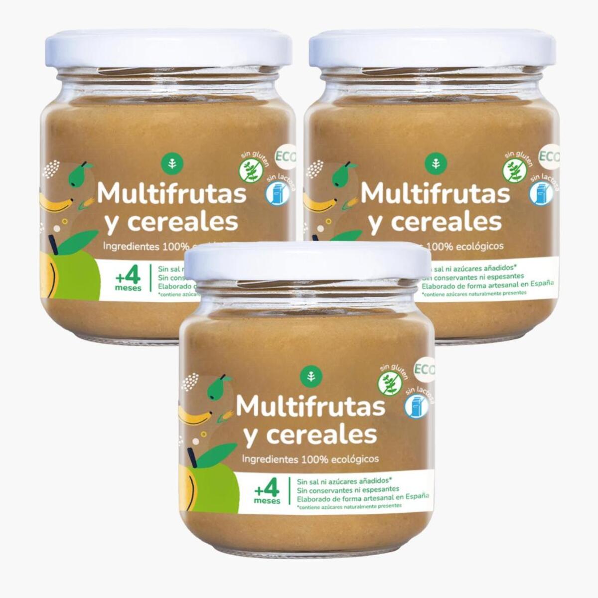 Pack 3x Tarrito Ecológico Multifrutas y Cereales Planeta Huerto 180 g