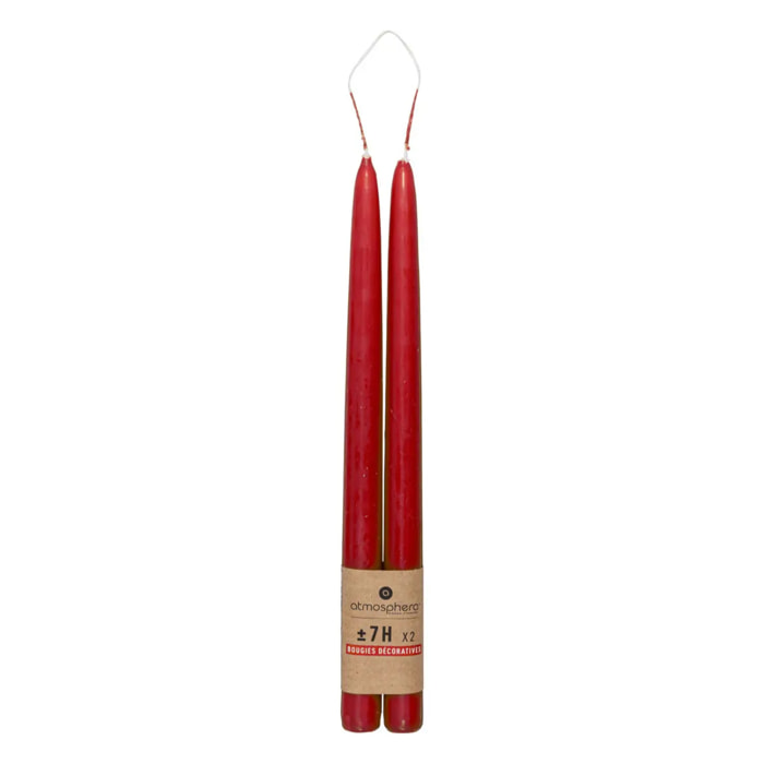 Lot de 2 bougies bâtons "Hugo" en coton H30cm rouge