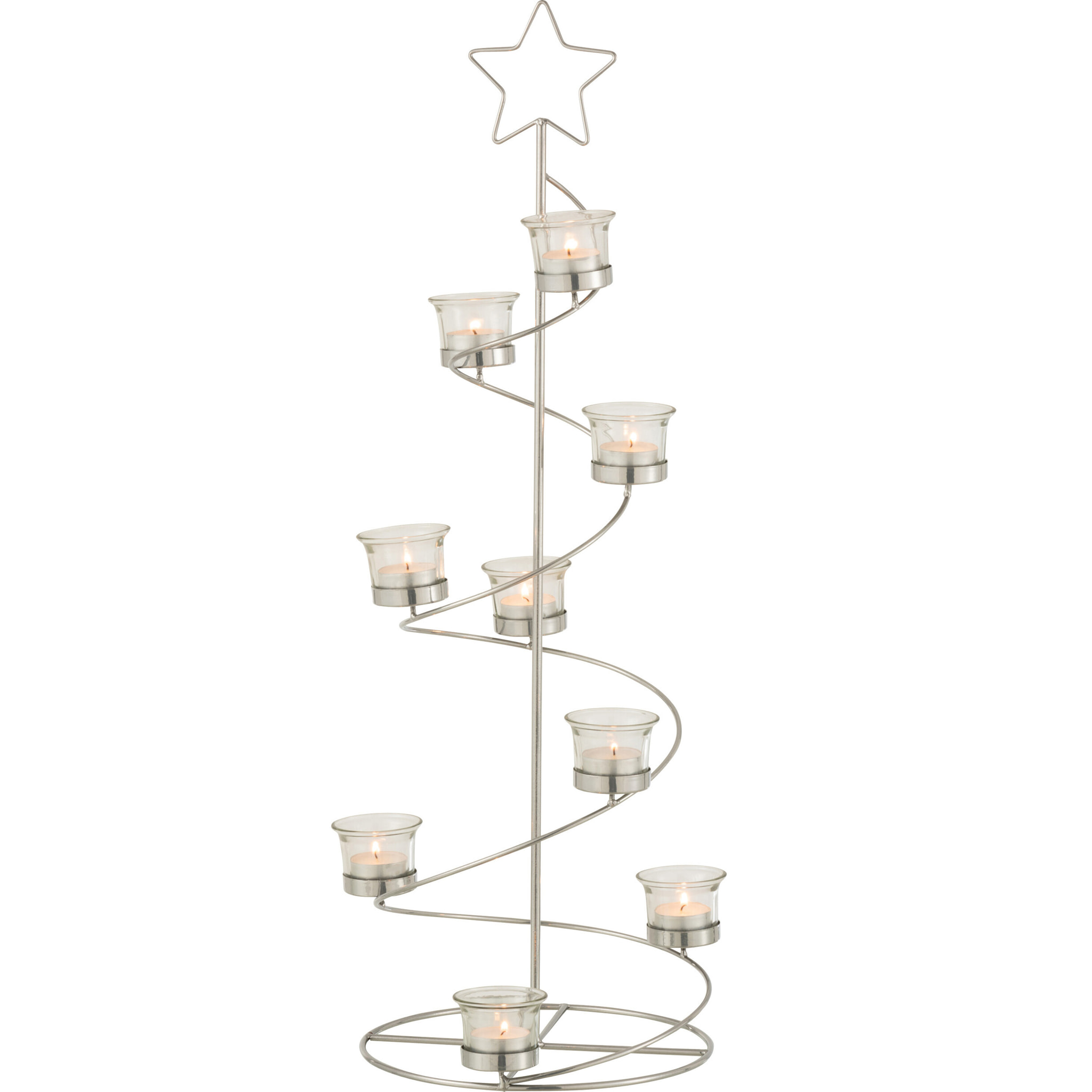 J-Line Photophore Arbre Spirale Metal/Verre Argent Large